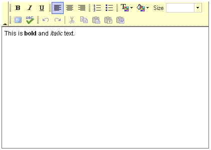 Example box with a toolbar above it, indicating that it's rich text editor. This graphic is a hotlink that sets that option. 